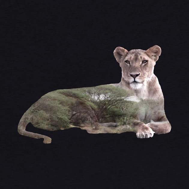 Lioness - double exposure - Africa by T-SHIRTS UND MEHR